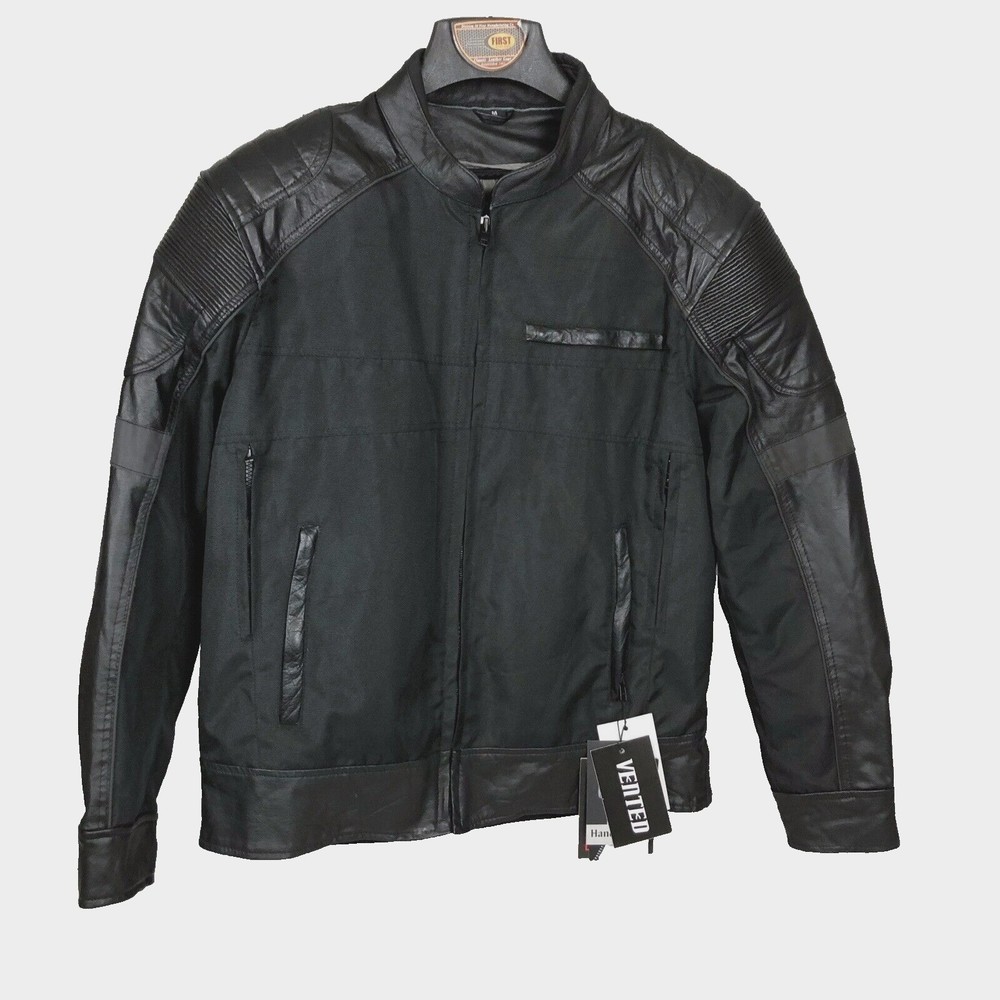 Unik Revolution Gear Men Medium Black Textile & Leather Armour Motorcycle Jacket
